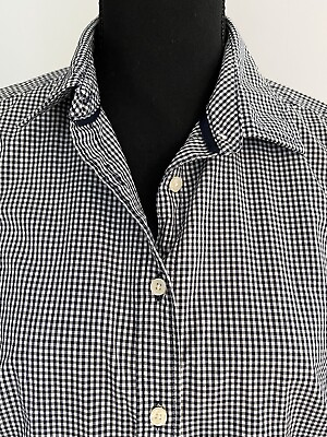 #ad St Johns Bay Gingham Women’s Shirt Collared Button Up Wrinkle Free Navy Medium $15.99