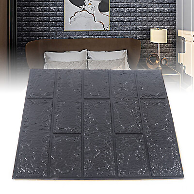 #ad 10Pcs Self Adhesive 3D Wall Sticker Tile Stone Brick Wallpaper Foam Panels Decor $8.61