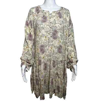 #ad New Ana A New Approach Womens 1X XL Layered Floral Dress Long Sleeve Light $16.79