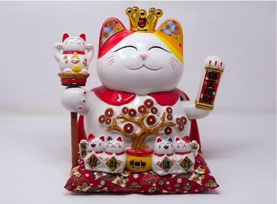 #ad Ceramic Maneki Neko Waving Arm Lucky Cat Size: 11quot; L x 9quot; W x 11quot; H $116.99