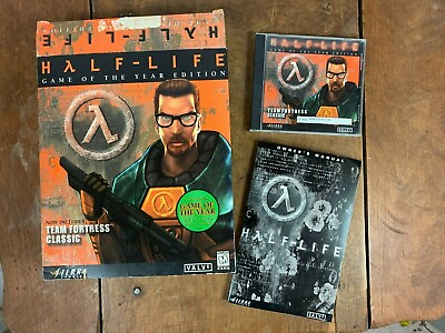 #ad Vintage 90s Half Life Team Fortress PC Computer Software Game Shooter Big Box CD $249.99