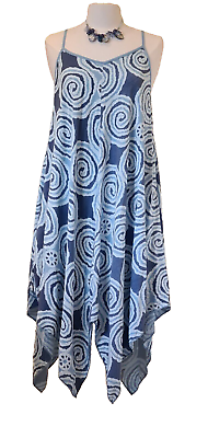 #ad Made In Italy blue Handkerchief Hem Holiday Dress One Size UK 8 16 New GBP 19.99