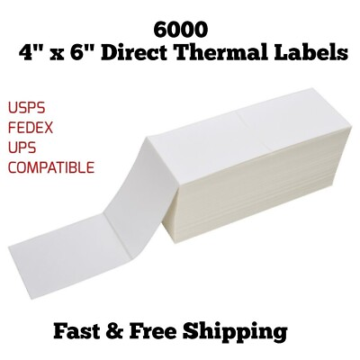 #ad 6000 4x6 Fanfold Direct Thermal Shipping Labels Perforated Label Lot USA MADE $34.41
