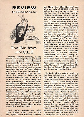 #ad 1966 TV ARTICLE AL HIRSCHFELD ILLUSTRATION THE GIRL FROM UNCLE STEFANIE POWERS $8.99