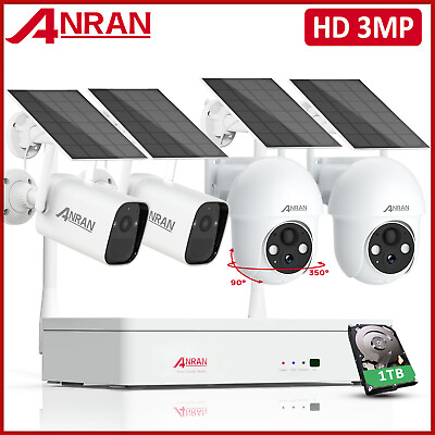 #ad ANRAN Solar Battery Security Camera System WIFI Wireless 2 way Audio Outdoor IP $132.98