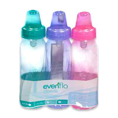 #ad Evenflo Feeding Classic Tinted Plastic Pink Lavender Teal 8 Ounce PACK 3 $18.99