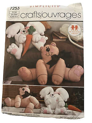 #ad Sewing Pattern Stuffed Animals Julie Young Simplicity Crafts Bunny Rabbit Bear $4.37