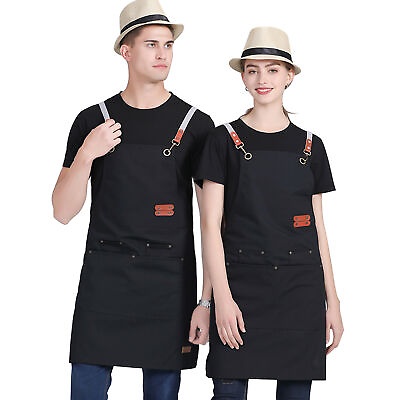 #ad 1pc Unisex Chef Adjustable Cooking Apron with Pockets For Kitchen Restaurant $15.99