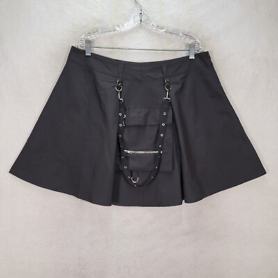 #ad Unbranded Womens Skirt Plus Size 2XL Black Patch Pocket Festival Gothic Mini $22.45