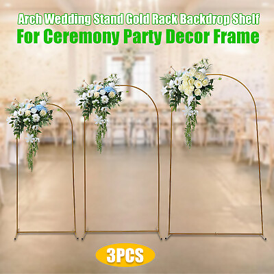 #ad Wedding Arch Stand 3Pcs Backdrop Stand Gold For Ceremony Party Venue Decor Shelf $64.60