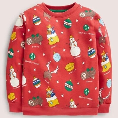 #ad Mini Boden Festive Christmas Sweatshirt Red Snowman NWT New 11 12 $48.00