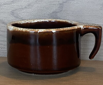#ad Vintage USA Stoneware Drip Brown Coffee Mug Cup $9.99