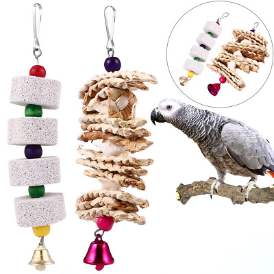 #ad 2Pcsparrot chew calcium Parrot Cuttlebone Toy Bird Cage Hanging Toys Bird Swing $10.49