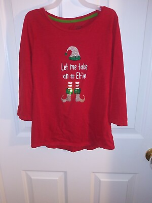 #ad CROWN amp; IVY GIRLS HOLIDAY CHRISTMAS LET ME TAKE A ELFIE. SZ LARGE $8.80