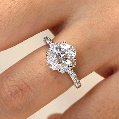 #ad 925 Silver Rings for Wedding Charm Women Cubic Zirconia Jewelry Size 6 10 C $3.23