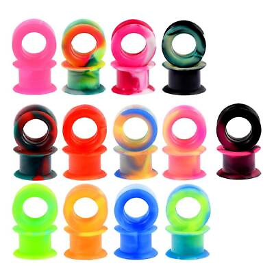 #ad 2PCS Thick Silicone Ear Gauges Tunnel Plug Earskin Expander Body Piercing 2g 1quot; $6.59