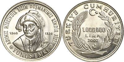 #ad Turkey 1 Million Lira 2002 KM #1163 Mint Commemorative $3.99