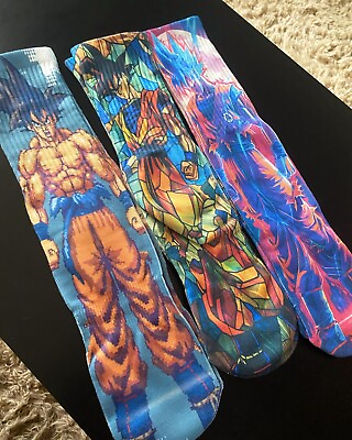 #ad Goku Dragon Ball Z Novelty Crew Socks 3 pairs $25.95