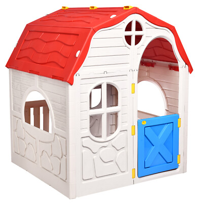 #ad Kids Cottage Playhouse Foldable Plastic Play House Portable for Indoor amp; Outdoor $129.99
