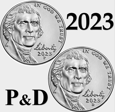 #ad 💰 2023 P and D Jefferson Nickel 5¢ cent Set 2 Uncirculated Coins $2.55