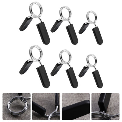 #ad 6 Pcs Spring Clip Collars Bar Lock Barbell Clamps Fitness Buckle $12.91
