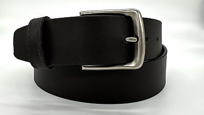 #ad Work Sport Mens Dark Brown Leather Belt Silver Buckle Size 38 New $14.95