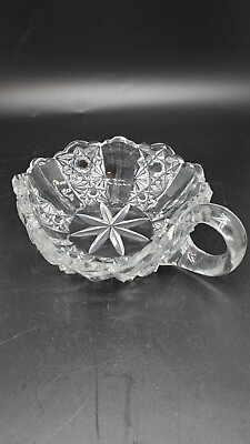 #ad One Handled Brilliant Glass Nappy Candy Dish Star Design $6.00