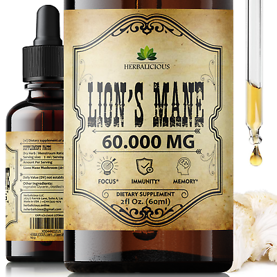 #ad Lion’s Mane Liquid Mushroom Supplement Mushroom Extract Brain and Memory Focus $19.99