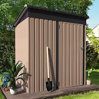 #ad AECOJOY Outdoor Metal Storage Shed w Lockable Door for Backyard Garden tool shed $129.99