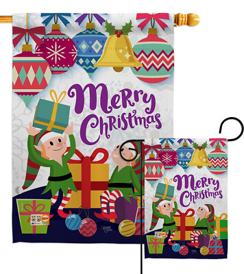 #ad Santa Helper Merry Christmas Elf Gift Ornament Toy Garden House Yard Flag $33.95