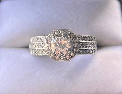 #ad 10k white gold cz engagement ring $250.00