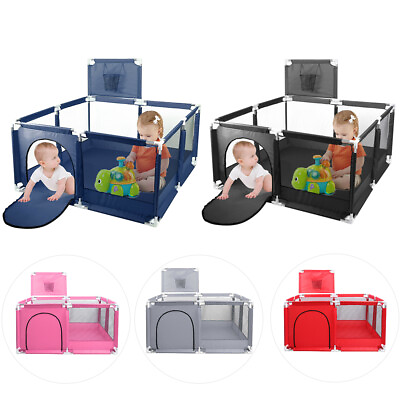 #ad Foldable Baby Playpen Kids Safety Play Pen Yard Fence Tent Basketball Hoop $26.59