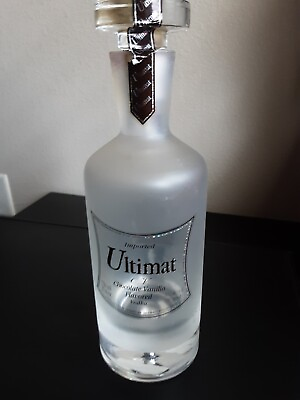 #ad Ultimat Chocolate Vanilla Vodka 750 Empty Bottle Decanter Crystal Bubble Base $25.00