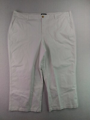 #ad Lands#x27; End Solid 5 Pocket Mid Rise Wide Leg Chino Pants Women 22W White $12.57