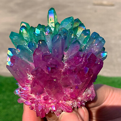 #ad 387G Colorful Phantom Quartz Crystal Cluster Mineral Specimen Healing Rainbow $132.80