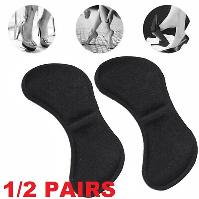 #ad 1 2 Pairs Sponge Shoe Pads Cushion Liner Grip Back Heel Inserts Insoles Black $2.79
