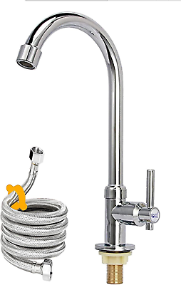 #ad Cold Water Faucet Only High Arc Single Handle One Hole Faucet for Kitchen Garde $28.99
