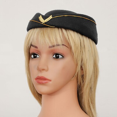 #ad Women Air Stewardess Cap Party Halloween Guard Bowler Hat Honor Beret Spikes $11.03
