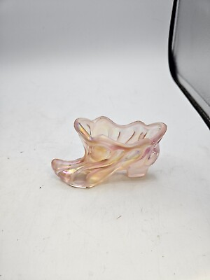 #ad VTG. Fenton Iridescent Champagne Pink Secret Slipper Shoe $23.00