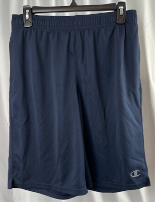 #ad Champion Gym Shorts Men’s Medium Navy Blue Loose Athletic Wear EUC $14.99