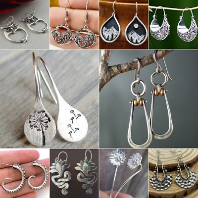 #ad Boho 925 Silver Ear Hook Earrings Drop Dangle Women Wedding Party Jewelry Gifts C $2.49