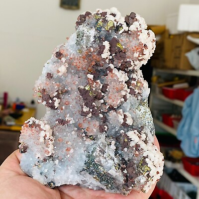 #ad 780g Large Natural Rare Red Quartz Crystal Cluster And Pyrite Mineral Specimen $169.00