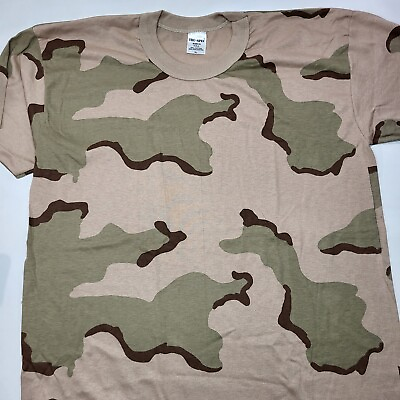 #ad Vintage Tru Spec Single Stitch Desert Camo 3 Color Military T Shirt Sz XL NOS $19.95