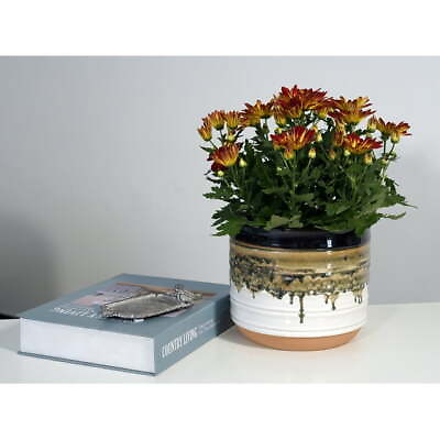 #ad Pottery 8quot; Nikolaos Ceramic Planter Black Flower Pot $12.40