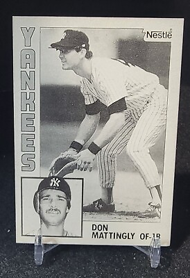 #ad 1984 Topps Nestle Don Mattingly Rookie RC Black And White Test Card. Card #8. $46.99