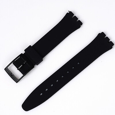 #ad 17mm Black Replacement Silicone Rubber Wrist Watch Bands Straps For Swatch $6.19