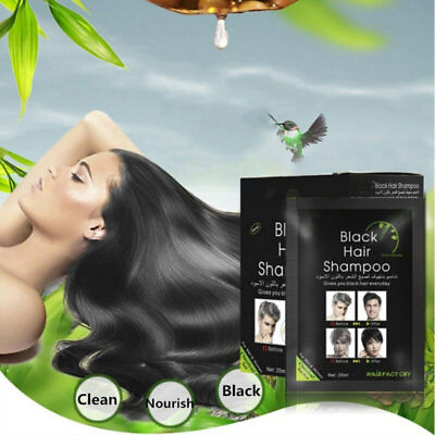 #ad 10pcs BOX Black Hair Shampoo Hair Color White Become Blacken Hair Color Dye $14.99