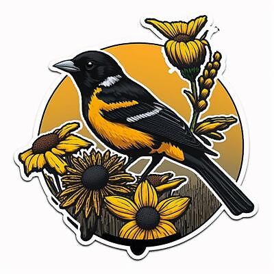 #ad Maryland Oriole and Black Eyed Susan Decal Sticker #1552 $4.00
