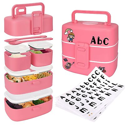 #ad Bento Lunch Box for Kids Toddlers Include Name Sticker Leak Proof Stackabl... $29.86