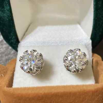 #ad 14K White Gold Plated Women#x27;s Stud Earring 2.30Ct Round Cut Lab Created Diamond $49.99